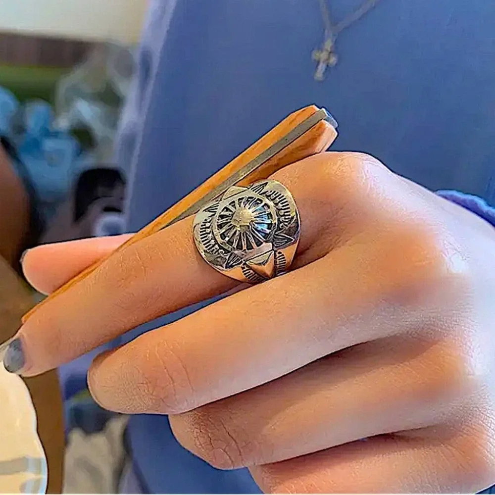Sterling Silver Boho Vintage Two Piece Adjustable Ring Set
